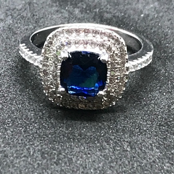 Jewelry - 925 Sterling Silver and Blue CZ Ring